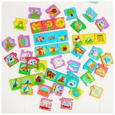 WoodLand Toys Набор»Мама, малыш, жилище», (пазл- тройной), элемент 5,5 ? 5,5 см, 16 мини- пазлов
