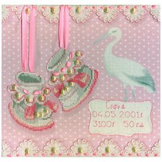 Набор для вышивания "М.П.Студия" РК №19 на дизайнерской канве №315 "Метрики-пинетки" (девочка) 20 х 20 см