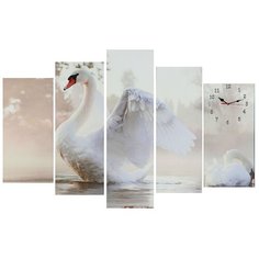 Часы настенные модульные Сюжет "Белый лебедь", 80 х 140 см