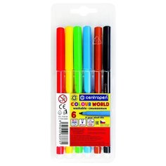 Фломастеры Centropen "Colour World", 06цв., трехгранные, смываемые, блистер
