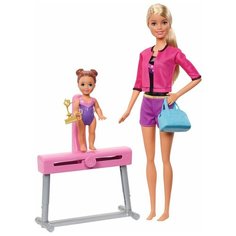 Набор кукол Barbie Спортивная карьера Тренер по гимнастике блондинка, 28 см и 10 см, FXP39