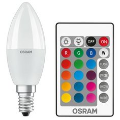Лампа светодиодная Osram E14 220-240 В 5.5 Вт свеча матовая 470 лм, регулируемый цвет света RGBW, для диммера