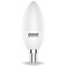 Лампа умная светодиодная Gauss E14 220 В 5 Вт свеча матовая 470 лм, тёплый белый свет, диммируемая