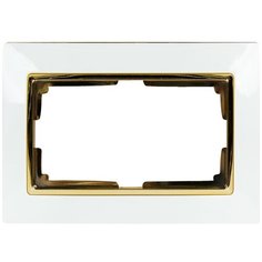 Рамка для двойных розеток Werkel Snabb, цвет белый/золото