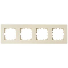 Рамка для розеток и выключателей Lexman Виктория плоская, 4 поста, цвет бежевый