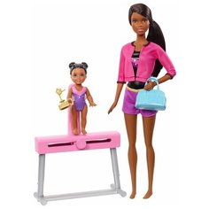 Набор кукол Barbie Спортивная карьера Тренер по гимнастике брюнетка, 28 см и 10 см, FXP40