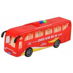 Машинка детская инерционная ТМ AUTODRIVE, Автобус , на батарейках со светом и звуком, красный, в/к 22*7,5*11см