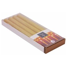 Свечи столовые металлик, золотые, 25 см (упаковка 4 шт.), Kaemingk 205558-kaemingk