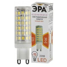 LED JCD-9W- CER-827- G9 Лампочка светодиодная ЭРА STD LED JCD-9W- CER-827- G9 G9 9Вт керамика капсула теплый белый свет, цена за 1 шт ERA