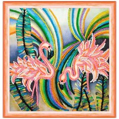 Набор для вышивания бисером абрис АРТ АМ-148 Розовые фламинго 15х15 см Abris ART