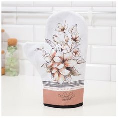 Варежка- прихватка "Floral mood" 20х28см, саржа, 100% х/л, ватин 250г/м2 4523387 Этель