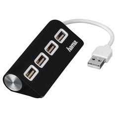 USB-концентратор HAMA Hub (00012177/8/9), разъемов: 4, черный