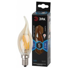 ЭРА F- LED BXS-5W-840- E14 gold ЭРА (филамент, свеча на ветру золот, 5Вт, нетр, E14) (10/100/4000) ERA