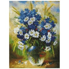 Алмазная мозаика Белоснежка 30*40 Ромашки и васильки 700- BK- S