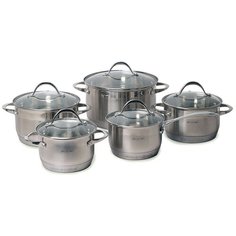Набор посуды 10 предметов Kamille KM-4710S (ковш 1,8 л; кастрюли 1,8 л; 2,3 л; 3,3 л; 5.8 л; 7-слойное дно)