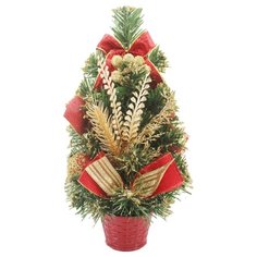 Ель декоративная с золотыми и красными украшениями 30см Veld Co