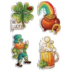 Р-577 Набор для вышивания на пластиковой канве МП Студия День Святого Патрика. Магниты  6*8,7*9см М.П.Студия