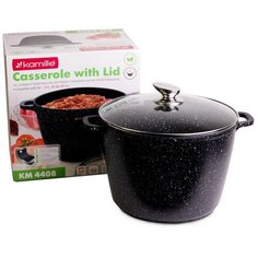 Кастрюля 10 л Kamille КМ-4408 (28х20 см) из литого алюминия с покрытием черный мрамор