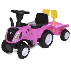 Пушкар машина-каталка детская New Holland Tractor Babycare, звуковые эффекты, розовый