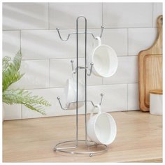 Сушилка для кружек Доляна на 6 шт, 15*15*36,5 см, хром