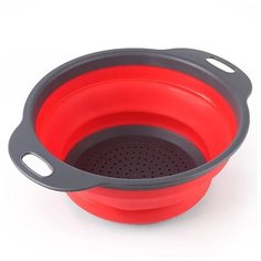Дуршлаг складной Skiico Kitchenware 20см / Дуршлаг пластиковый Красный + Серый