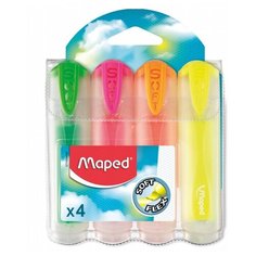 Maped. Текстовыделитель "Fluo Peps soft Translucent" прозр. корпус (4 шт, цв. ассорт) арт.745947