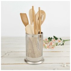 Подставка для столовых приборов Skiico Kitchenware 10×10×16.5 см / Металлическая подставка для столовых приборов