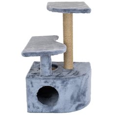 Когтеточка домик PetTails угловая со ступенькой, 48 х 51 х h71см, серый