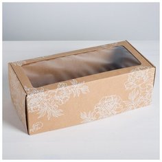Коробка складная с PVC- окном «Цветы », 16 × 35 × 12 см Дарите счастье
