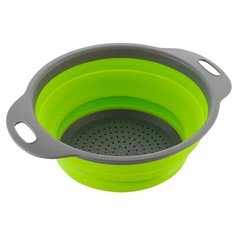 Дуршлаг складной Skiico Kitchenware d=24 см / Дуршлаг пластиковый Зеленый + Серый