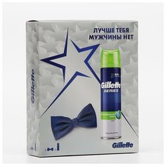 Набор Gillette гель для бритья Sensitive Skin с алоэ 200 мл + галстук-бабочка