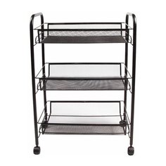 Этажерка (тележка) BRABIX офисно- бытовая 3 яруса, на колесах, металл, черная, 43,5х26х62,5 см, 603751