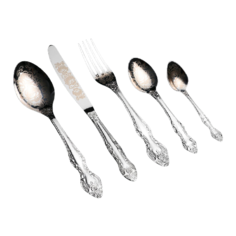 Павловский завод им. Кирова Набор столовых приборов Тройка, 30 предметов серебристый/художественная роспись