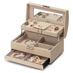 Шкатулка из искусственной кожи IsmatDecor автомат, S-6209-4 бежевый