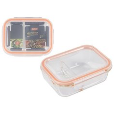 Контейнер GUSTO, 600 мл, 2 секции, из жаропроч. стекла с крышкой с защелками, темп.режим-40 +300С (008676) Mallony