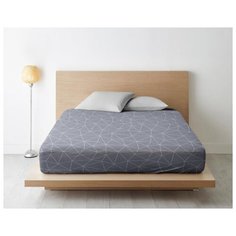 Простыня на резинке из поплина "Ночь Нежна"; Грань (серая); размер 120 х 200