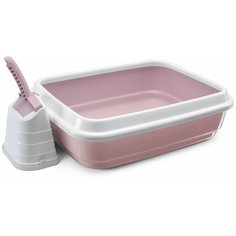 Туалет-лоток для кошек Imac Duo 59х40х28 см пепельно-розовый 1 шт.