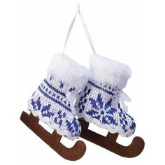 Ёлочная игрушка коньки сканди, полиэстер, белые, 3.5x7x7 см, Kaemingk 611909-белые