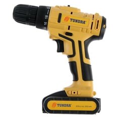Шуруповерт Tundra патрон БЗ, до 10 мм, LED, Li-ion, 1300 mAh, 20 V, 350-1250 об/мин, 28 Нм