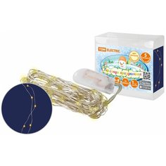 Гирлянда светодиодная "Роса50" 50LED, 5м, 3000К, 2хCR2032, TDM