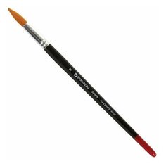 Кисть BRAUBERG синтетика №9, круглая, короткая ручка, 5 шт. черный/красный