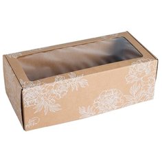 Коробка подарочная Дарите счастье Цветы 16 × 35 × 12 см, бежевый
