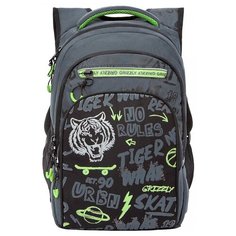 Grizzly Рюкзак школьный, черный -салатовый, RB-150-3/2
