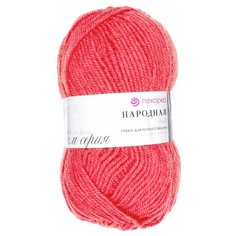 Пряжа Пехорка Народная, 30 % шерсть, 70 % акрил, 100 г, 220 м, 5 шт., 58 коралл
