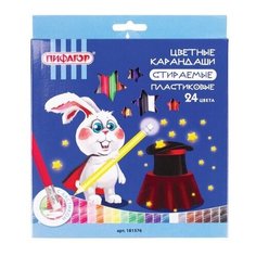Пифагор Карандаши цветные, стираемые, пластиковые, 24 цвета (181576)