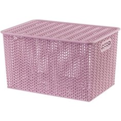 Корзинка с крышкой 14 л 35х24,5х20,5 см EL Casa Вязь пепел розы