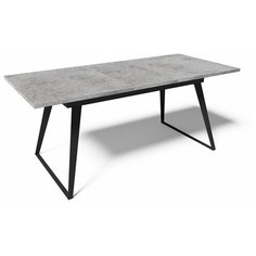 EVITA/Стол обеденный Кёльн светло-серый Бетон Чикаго,ноги чёрные, раздвижной 140*80/ стол для кухни/стол в столовую/ стол обеденный раздвижной/стол серый/ стол на металлических ногах