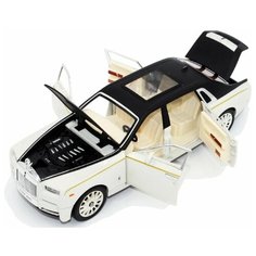Машинка металлическая инерционная Роллс Ройс Гост Rolls-Royce Ghost 1:24 (белый с черным) XLG