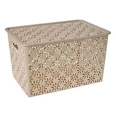 Корзинка "Ромашки" 14л 350х 245х 205мм с крышкой (латте) 513120 Violet
