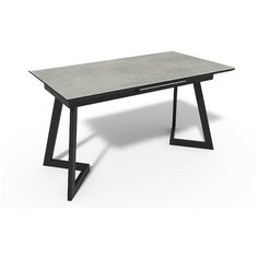 EVITA/Стол обеденный Логан FB02 светлый бетон,ноги чёрные, раздвижной 140*80/ стол для кухни/стол в столовую/ стол обеденный раздвижной/стол серый/ стол на металлических ногах